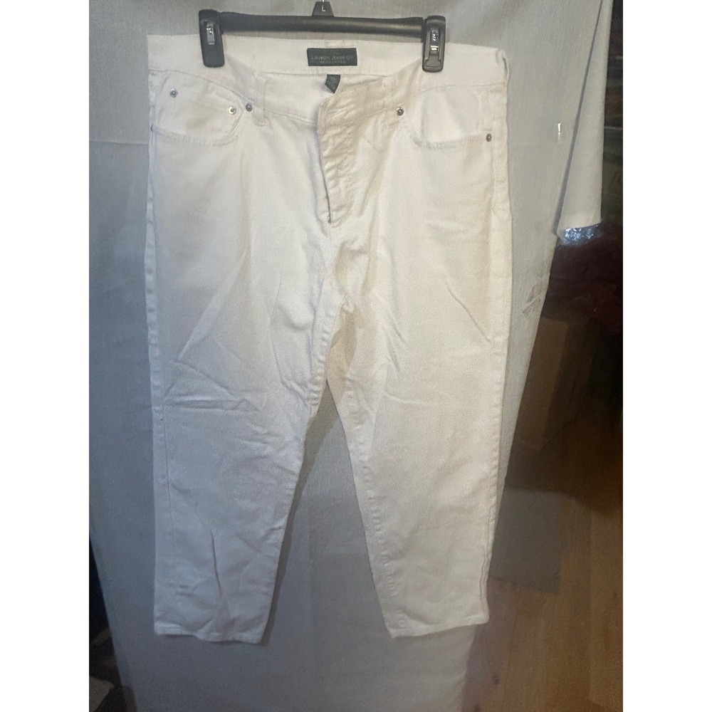 LRL Ralph Lauren Jeans Co White Denim Cropped Capris Pants Women Size 16 Preppy - Picture 6 of 6